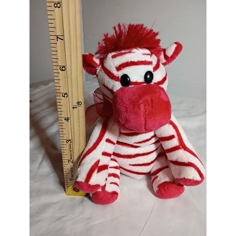Walmart Red White Striped Zebra Plush Stuffed Animal Valentine 7 Inch Toy